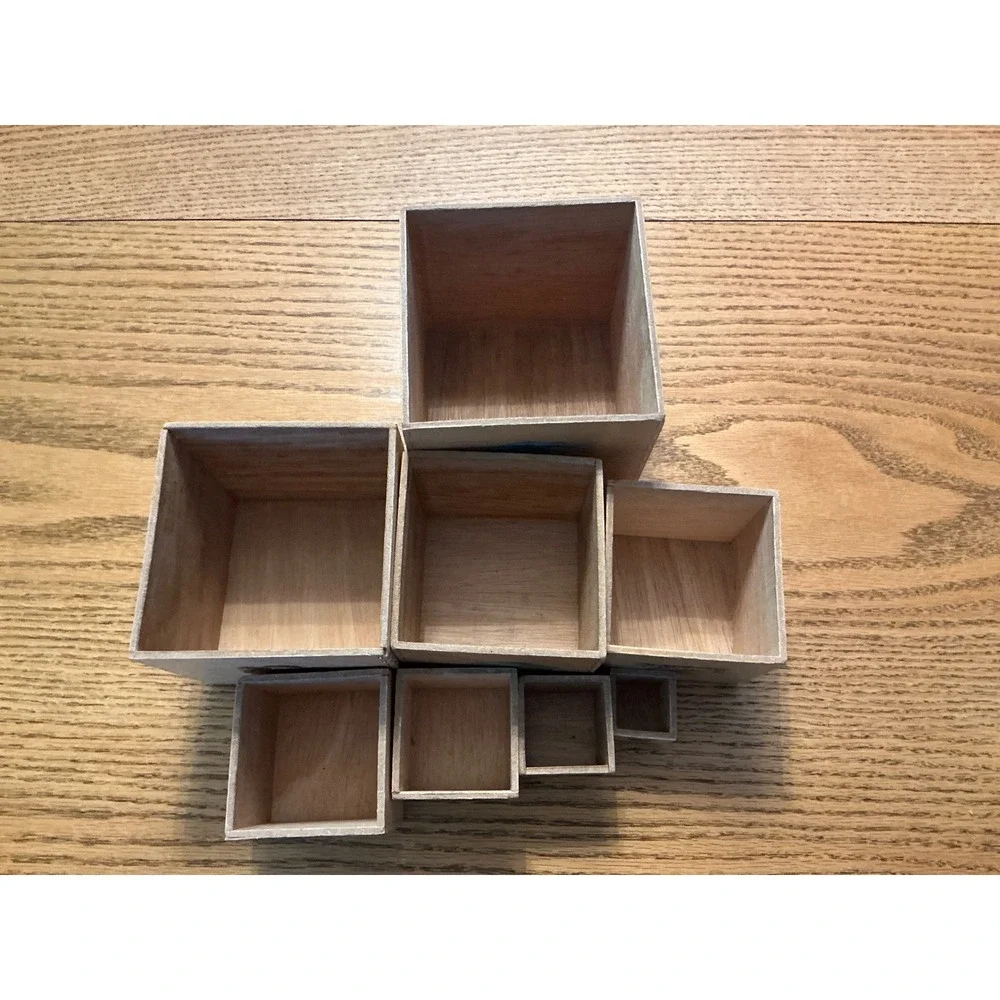 Vintage Hermann‎ Eichhord 8 Wooden Nesting Blocks Set Folk Art Character Decals